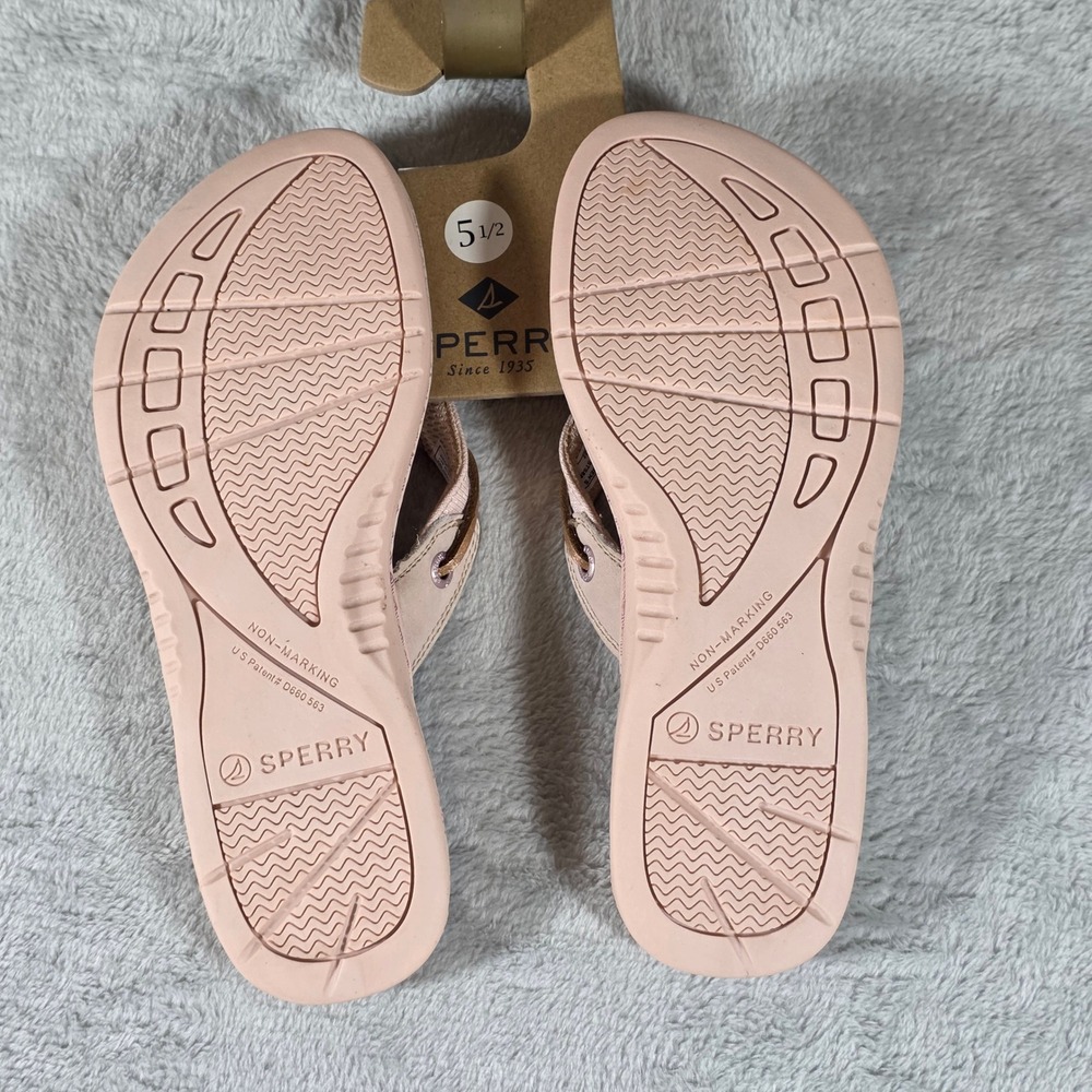 Sperry Seafish Iridescent Rose Sparkle Flip Flop Sandals Women's Size 5.5M - Picture 2 of 5